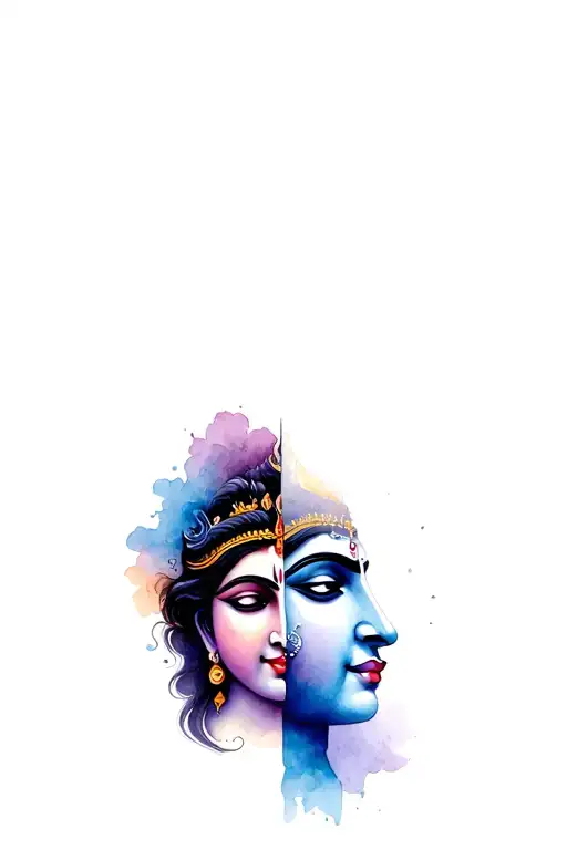 half face of Krishna and half face of shiva tattoo design idea