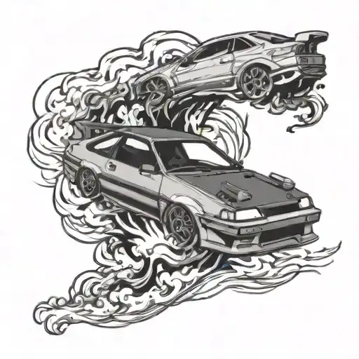 toyota ae86 drifting tattoo design idea