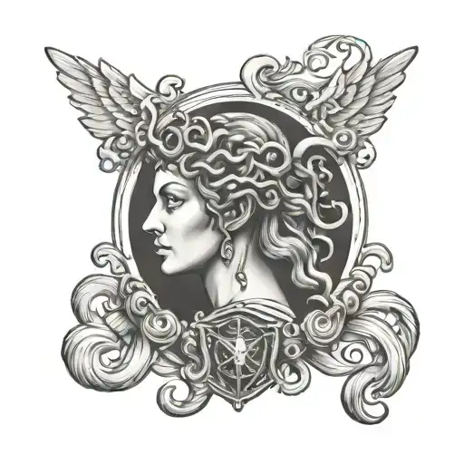 minerva with medusa shield tattoo design idea