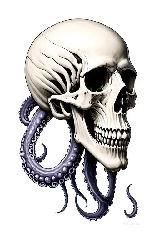 skull with tentacles tattoo design idea