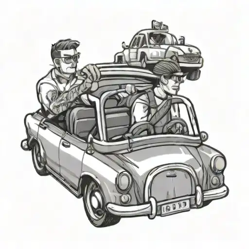 two people driving a car from the perspective of the backseat tattoo design tattoo design idea