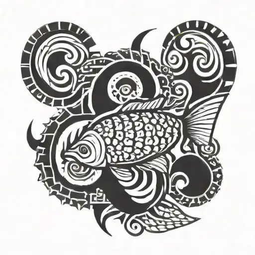 fish scale border tattoo design idea