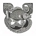 fish scale border tattoo design idea