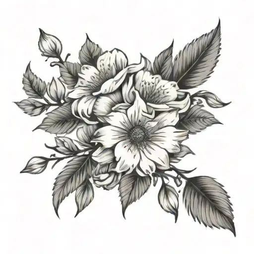 Kimberly with some flowers blooming tattoo design idea