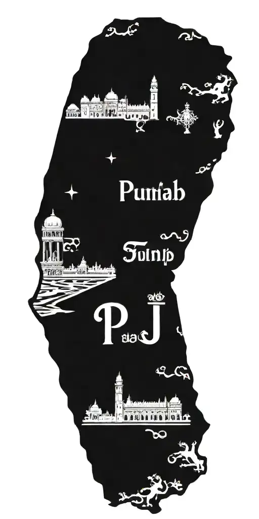 punjab map with punjabj letters tattoo design idea