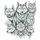 animal totem pole wolf bear stag and owl perched long tattoo design idea