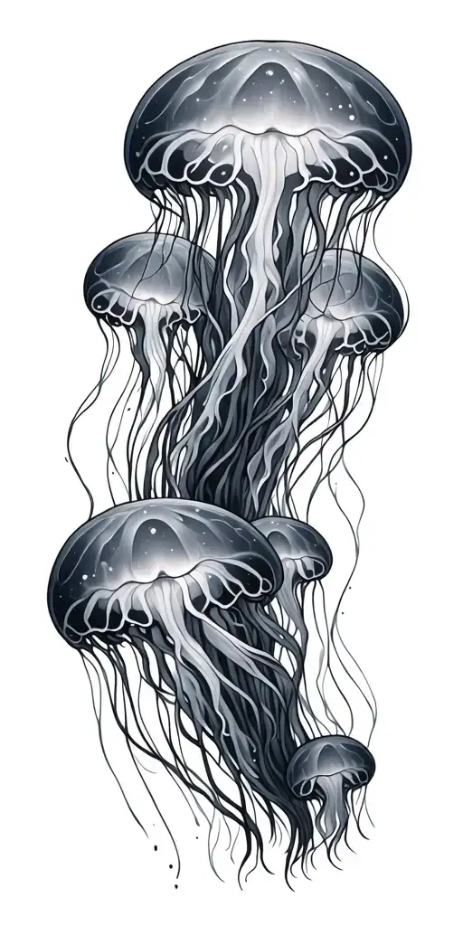 moon Jellyfish swarm tattoo design idea