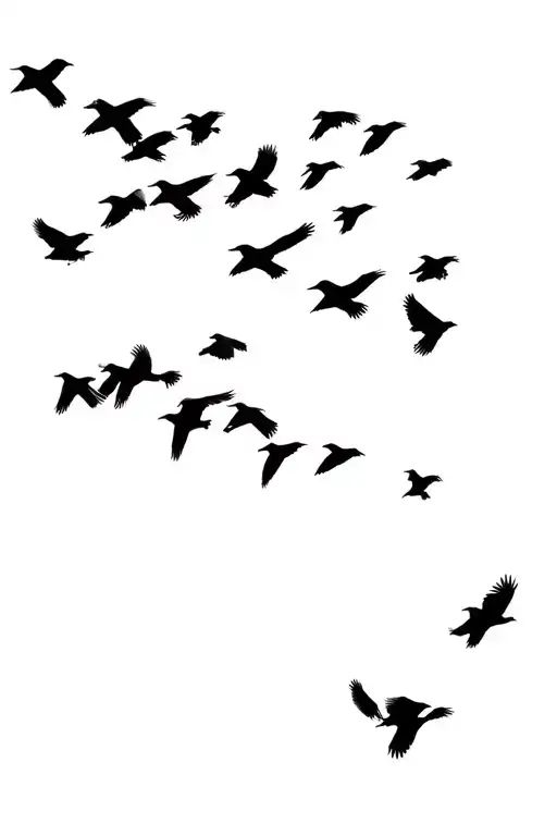 A Flock of Crows flying tattoo design idea