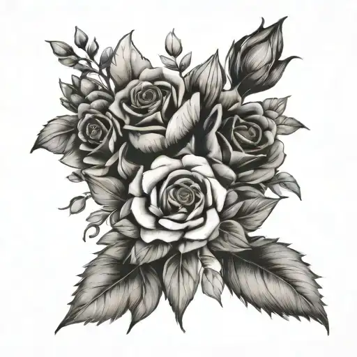 Flower bouquet birth flowers june, october, december, august, july, april, november, september tattoo design idea