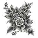 Flower bouquet birth flowers june, october, december, august, july, april, november, september tattoo design idea