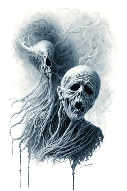 casper like ghost tattoo design idea