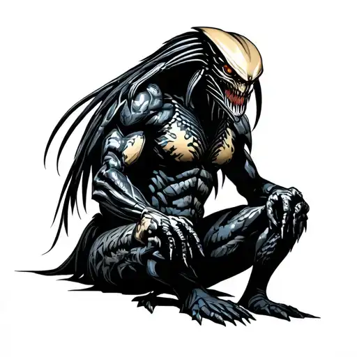 predator sitting tattoo design idea