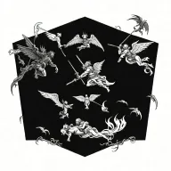 war in heaven angels versus demons tattoo design idea