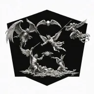 war in heaven angels versus demons tattoo design idea