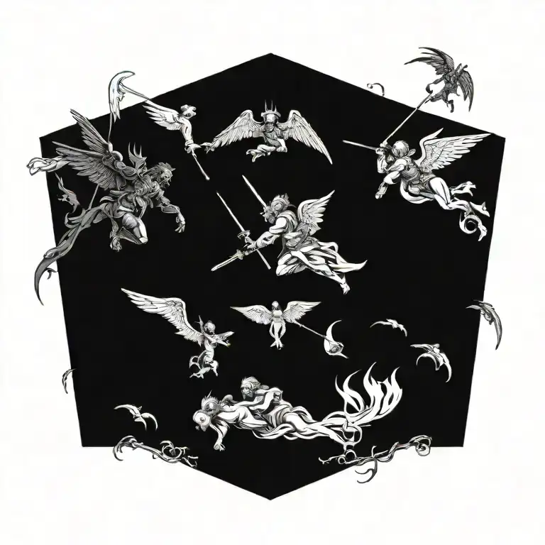 war in heaven angels versus demons tattoo design idea