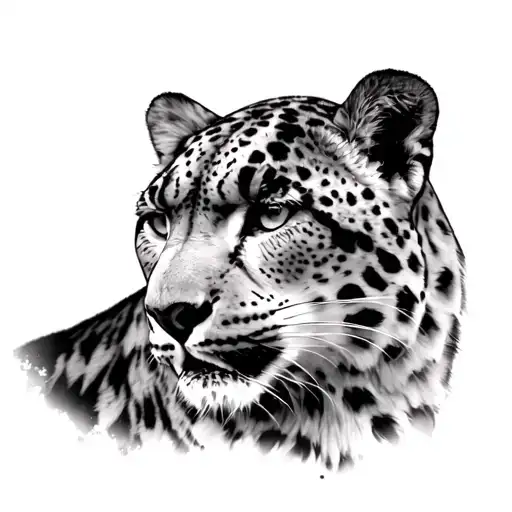 snow leopard for the back tattoo design idea