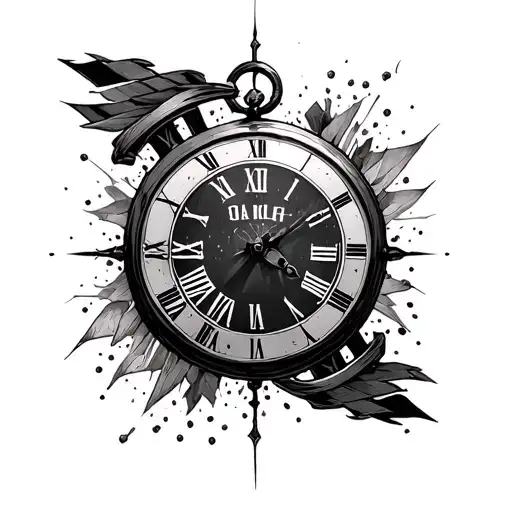 Clock, O+ blood type, stairs, Generation X tattoo design idea