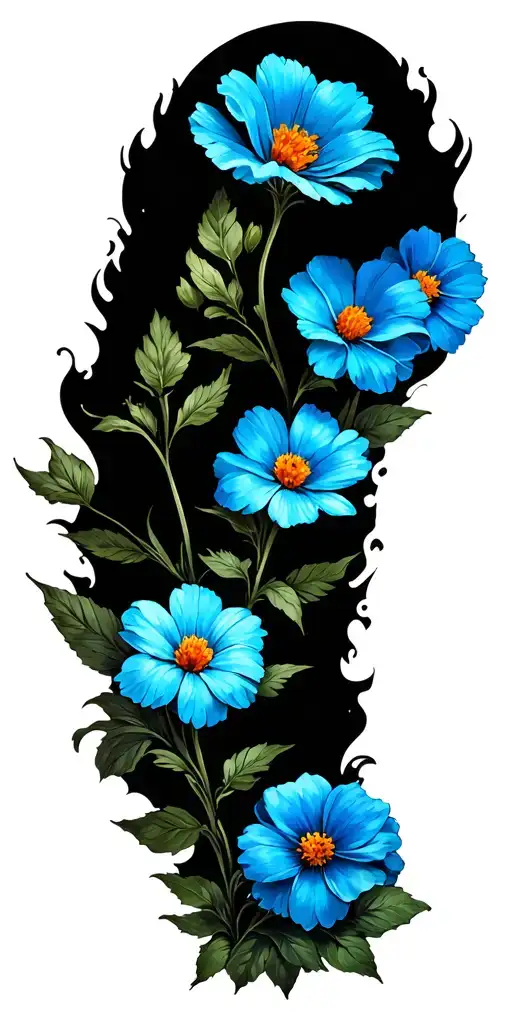 flowers in colour tattoo design idea