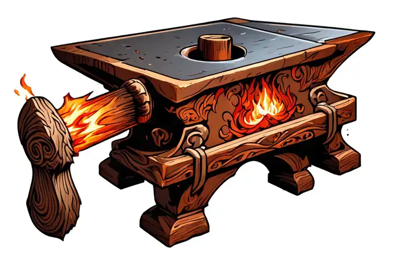 dwarven blacksmith anvil tattoo design idea