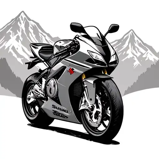 Suzuki GSXR with mountain background  tattoo design idea