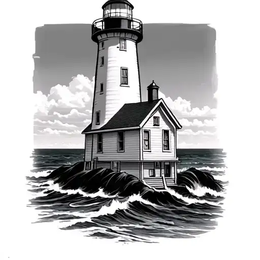 Hawaii lighthouse tattoo design idea