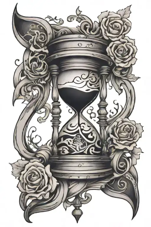 broken hourglass filled with swirling tattoo design idea