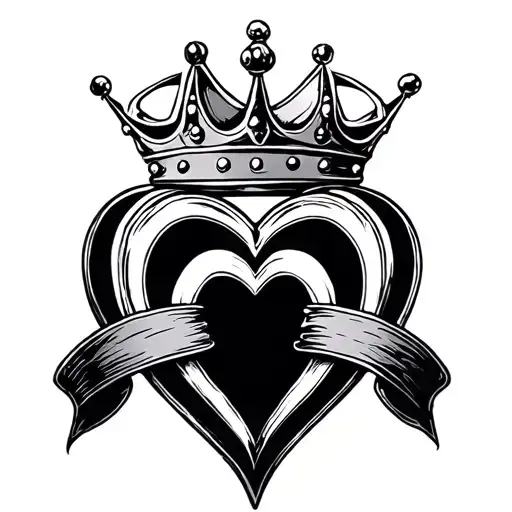 crown on heart shape tattoo design idea