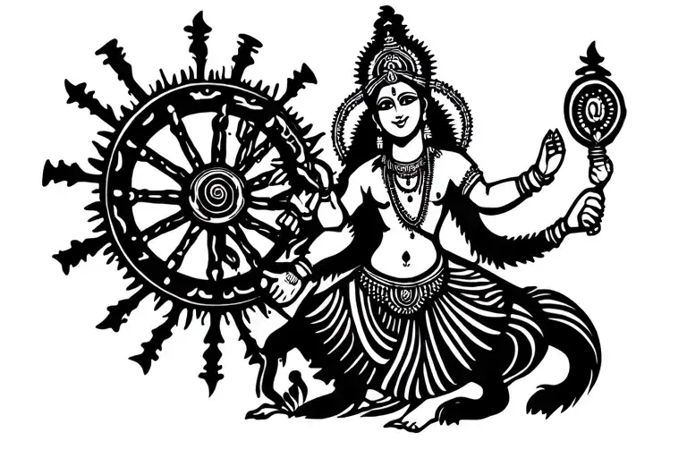 krishna holding chariot wheel tattoo design idea