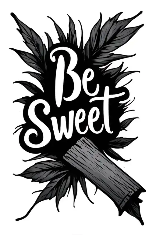 "Be sweet" realistic cross with shading leave room for writing tattoo design idea