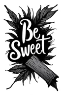 "Be sweet" realistic cross with shading leave room for writing tattoo design idea