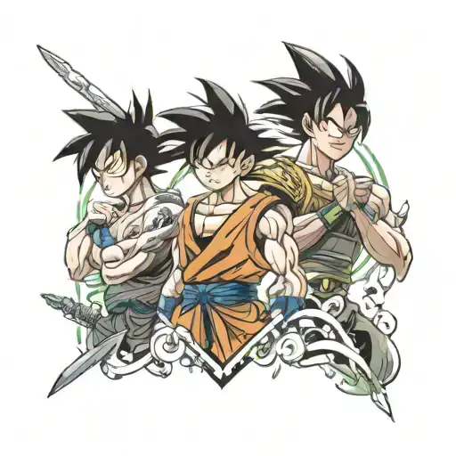 Goku, Luffy, and Kirito SAO  tattoo design idea