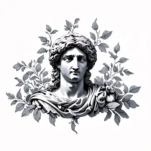 Greek statues Vines tattoo design idea