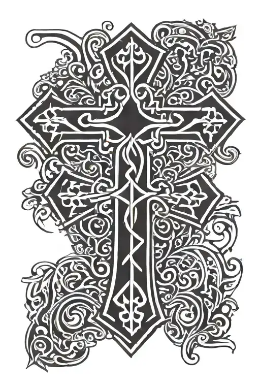 Orthodox cross and God Jesus Christ tattoo design idea