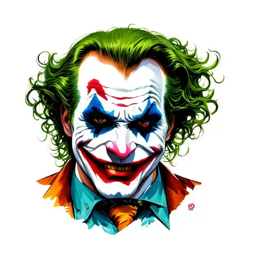 the joker heavy smile realistic tattoo design idea