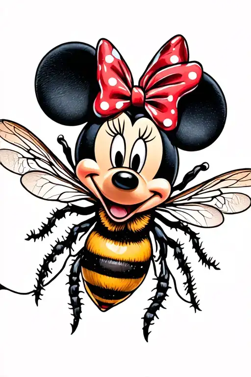 Minnie Mouse Rose Bee tattoo design idea