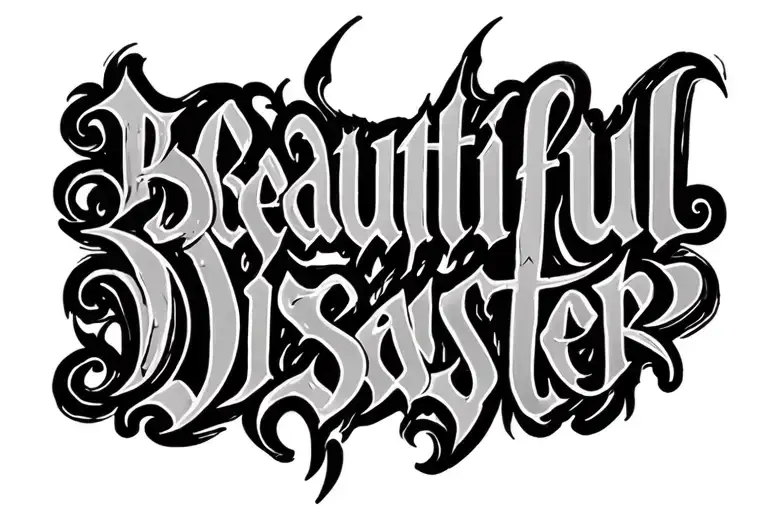 "Beautiful disaster " "Beautiful disaster " ambigram tattoo tattoo design idea