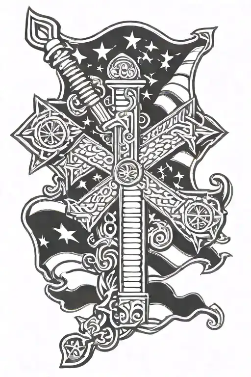 st. Michael, ar 15, star of life, American flag tattoo design idea