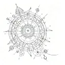 spark, sun, lines, dots, h2o, icarus tattoo design idea