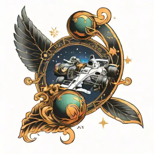 formula 1 and libra constellation tattoo design idea