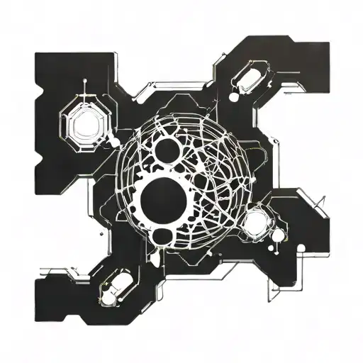 Technical Communication sign like glyph to tranfer data to space, satellite and aliens. Inclusion of biotechnology with  tattoo design idea