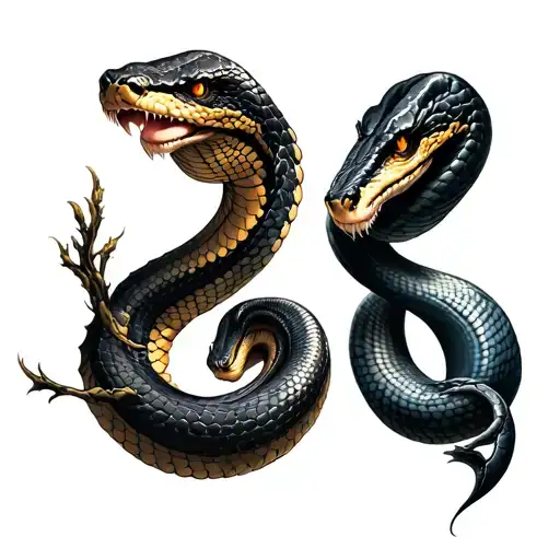 Twin Snake facing each other Each mirror on chest tattoo tattoo design idea