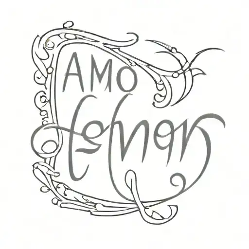 AMOR text tattoo design idea
