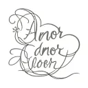 AMOR text tattoo design idea