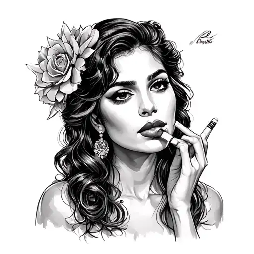 generates Rosita Fresita with a cigarette tattoo design idea