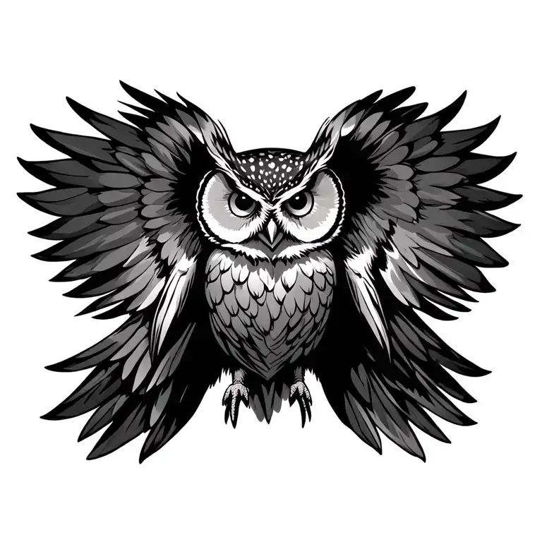 owl flying tattoo design idea