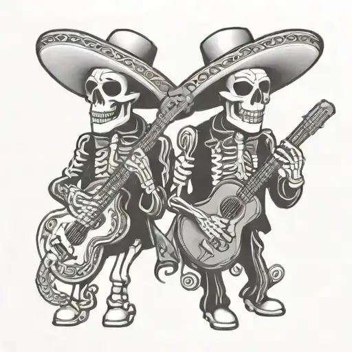 Skeleton Mariachi band tattoo design idea