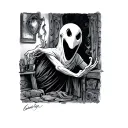 Casper the friendly ghost emerging tattoo design idea