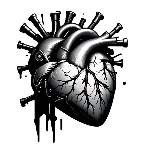 mechanical Heart with a soundglitch  tattoo design idea