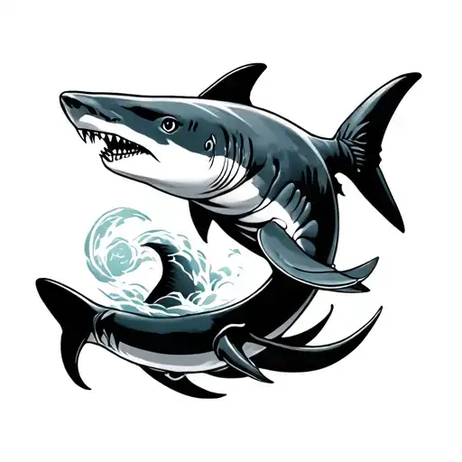 Japanese Style Shark tattoo design idea