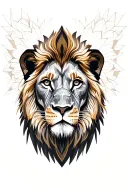 Lion manadala, the face should have mouth closed and calm wise eye.  face should be surrounded by geometric mandala tattoo design idea